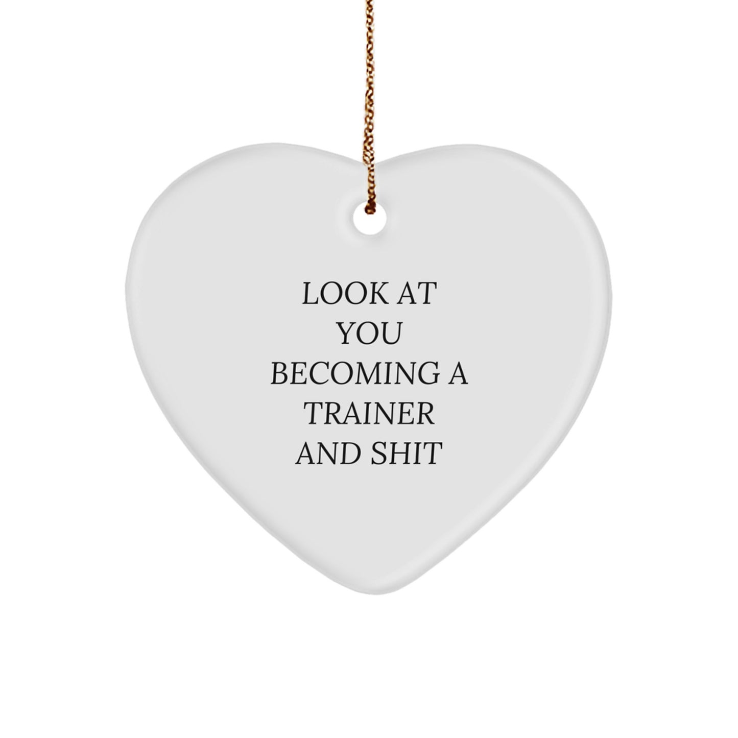 Funny Trainer Gifts from Friends and Family - Inspirational Heart Ornament with Quote 'Look At You Becoming A Trainer And Shit' for Christmas Unique Gifts for Trainers - Image 1