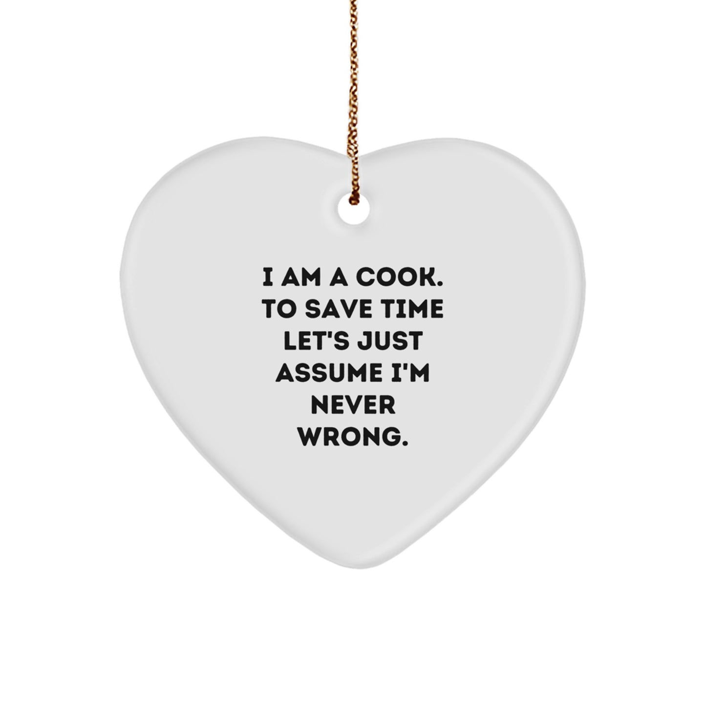 Funny Cook Heart Ornament Gifts from Friends for Cook Men - Heart Shaped White Christmas Unique Decorations - Image 1