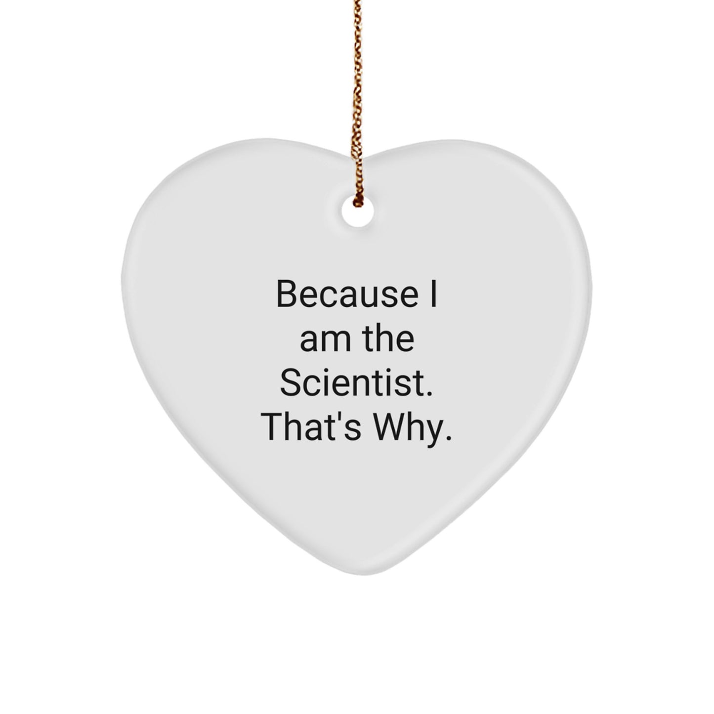 Scientist Gifts from Men for Christmas Unique Heart Ornaments, 'Because I Am The Scientist. That's Why.' - Funny Christmas Unique Gifts for Him