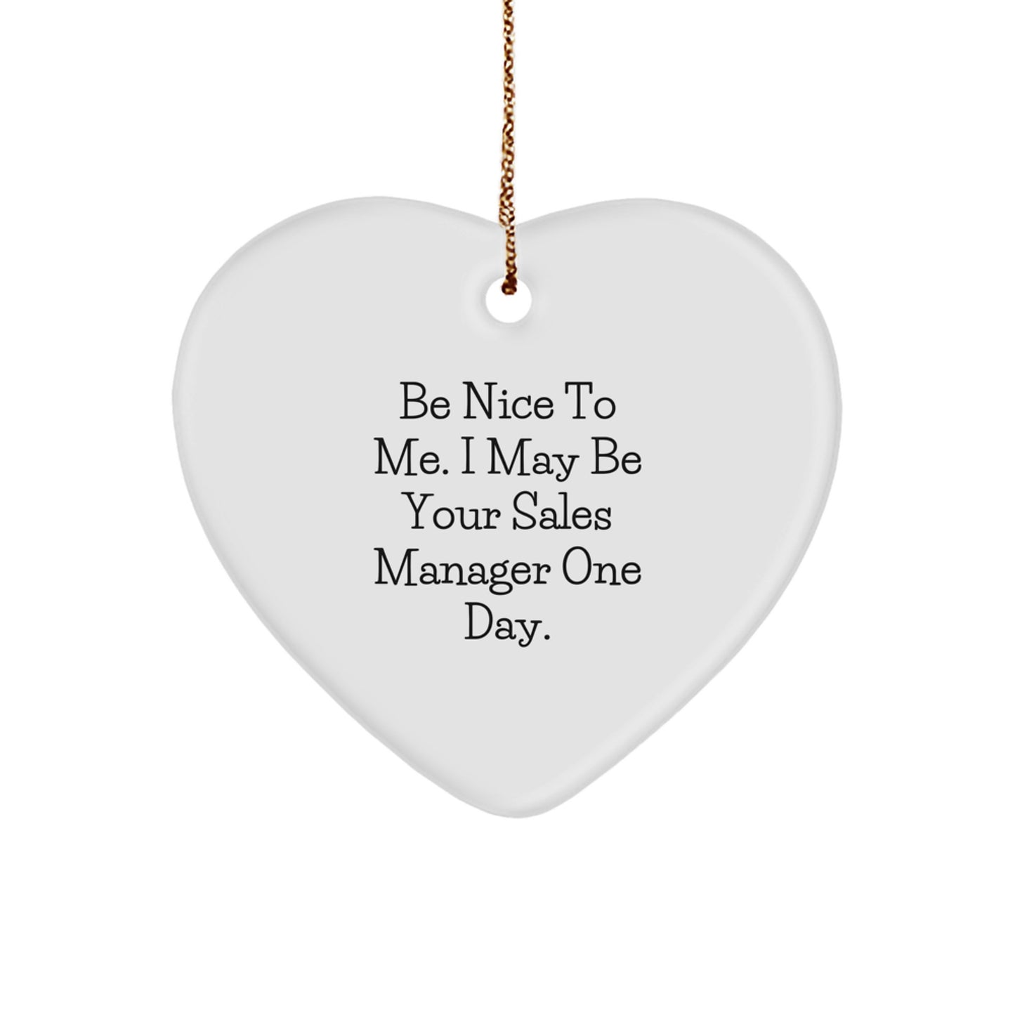 Funny Sales Manager Gifts, Heart Ornament for Sales Manager, Be Nice To Me I May Be Your Sales Manager One Day Gifts from Friends to Family - Image 1
