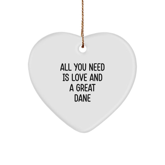 Gifts from Men for Great Dane Dog Lovers - All You Need Is Love And A Great Dane Heart Ornament, Christmas Unique
