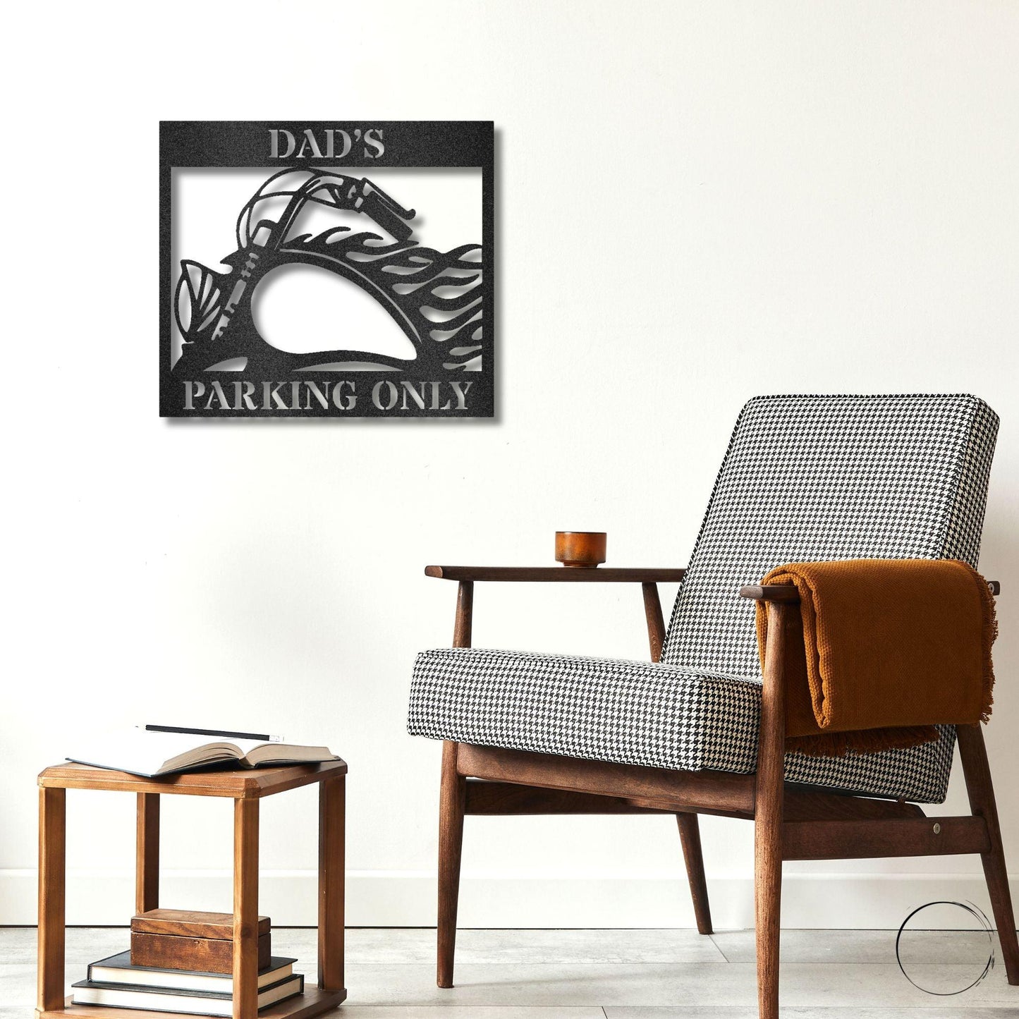 Hog Motorcycle Parking Personalized Name Indoor Outdoor Steel Sign Metal Art - Mallard Moon Gift Shop
