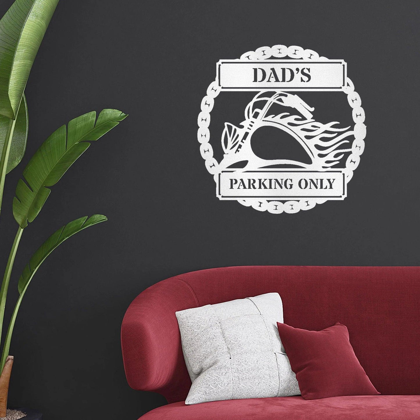 Hog Motorcycle Parking Plaque Personalized Name Indoor Outdoor Steel Sign Metal Art - Mallard Moon Gift Shop