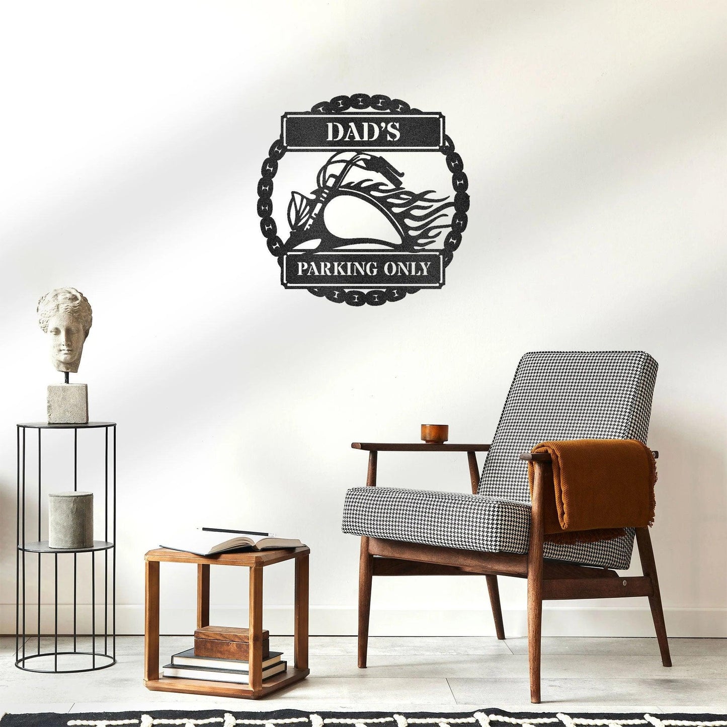 Hog Motorcycle Parking Plaque Personalized Name Indoor Outdoor Steel Sign Metal Art - Mallard Moon Gift Shop