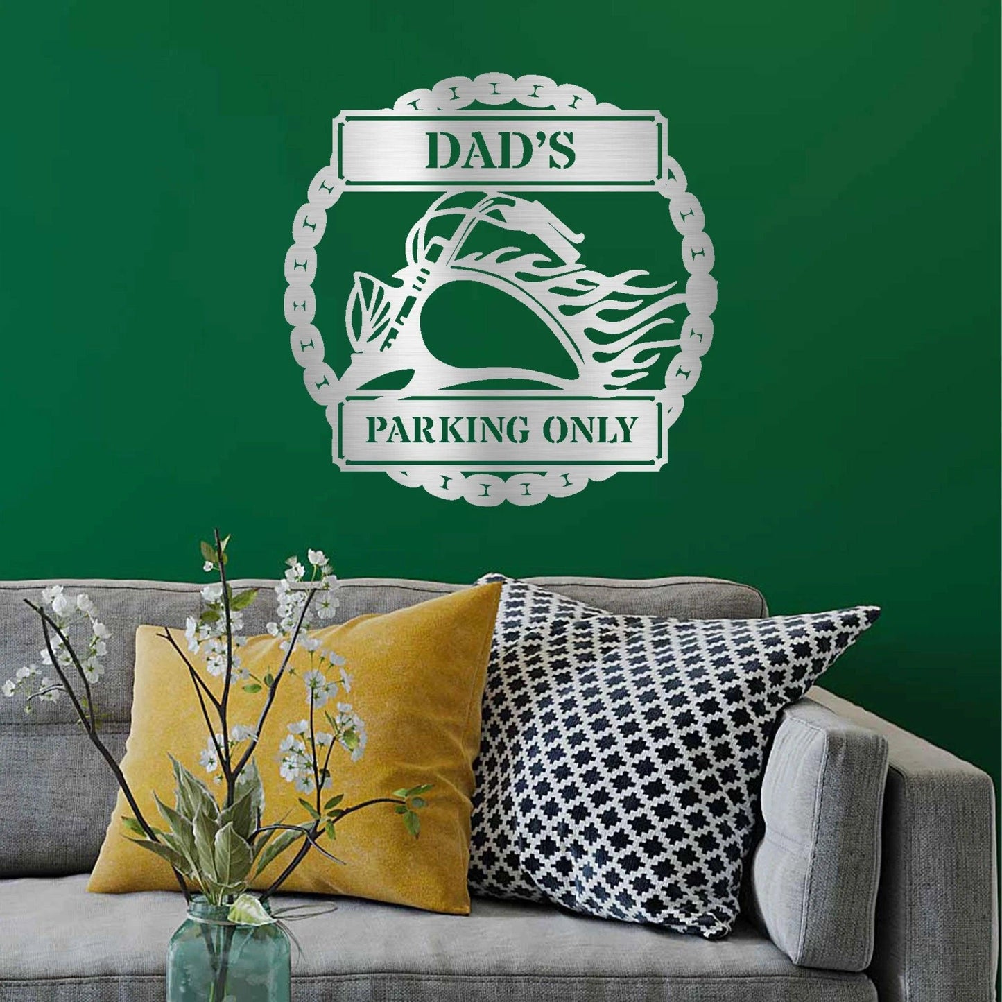 Hog Motorcycle Parking Plaque Personalized Name Indoor Outdoor Steel Sign Metal Art - Mallard Moon Gift Shop