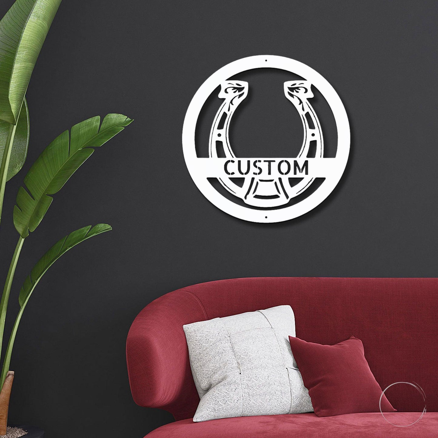 Horseshoe Monogram Personalized Indoor Outdoor Steel Wall Sign Art - Mallard Moon Gift Shop