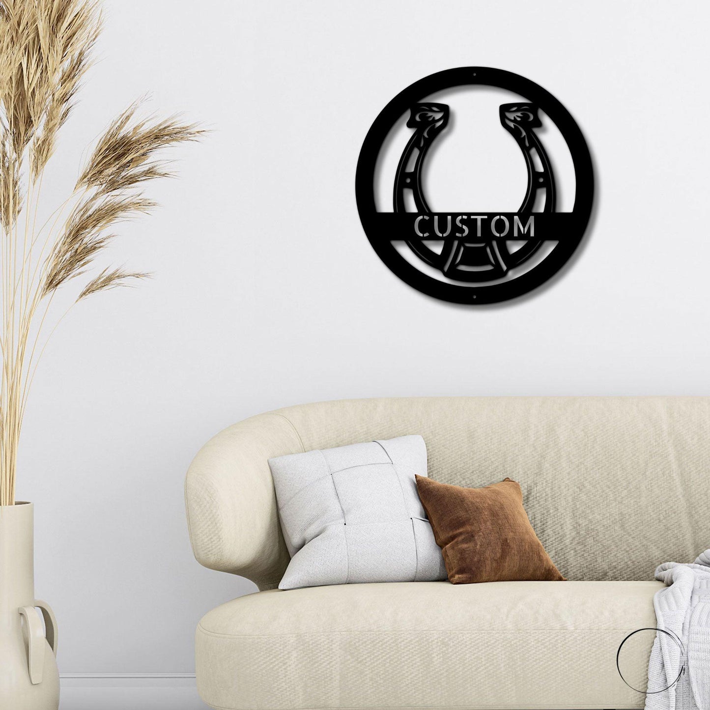 Horseshoe Monogram Personalized Indoor Outdoor Steel Wall Sign Art - Mallard Moon Gift Shop