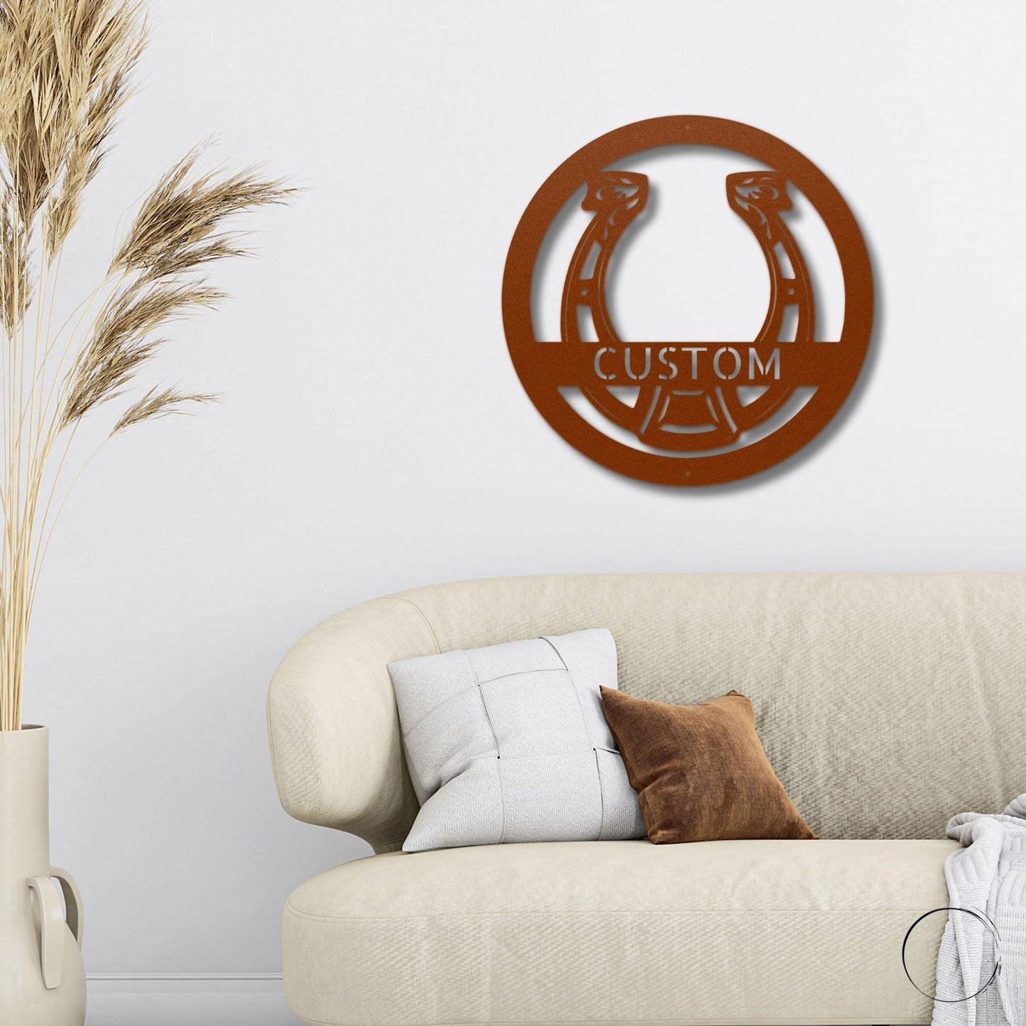 Horseshoe Monogram Personalized Indoor Outdoor Steel Wall Sign Art - Mallard Moon Gift Shop