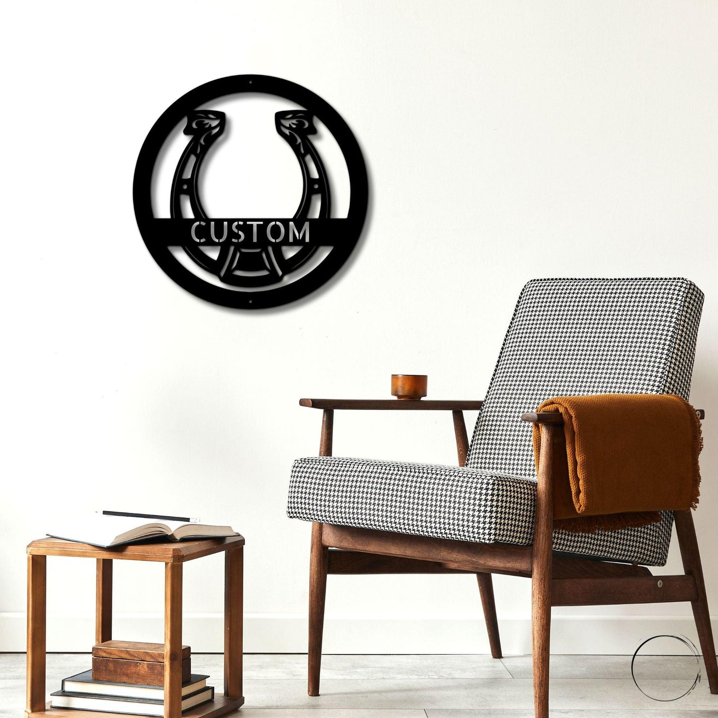 Horseshoe Monogram Personalized Indoor Outdoor Steel Wall Sign Art - Mallard Moon Gift Shop