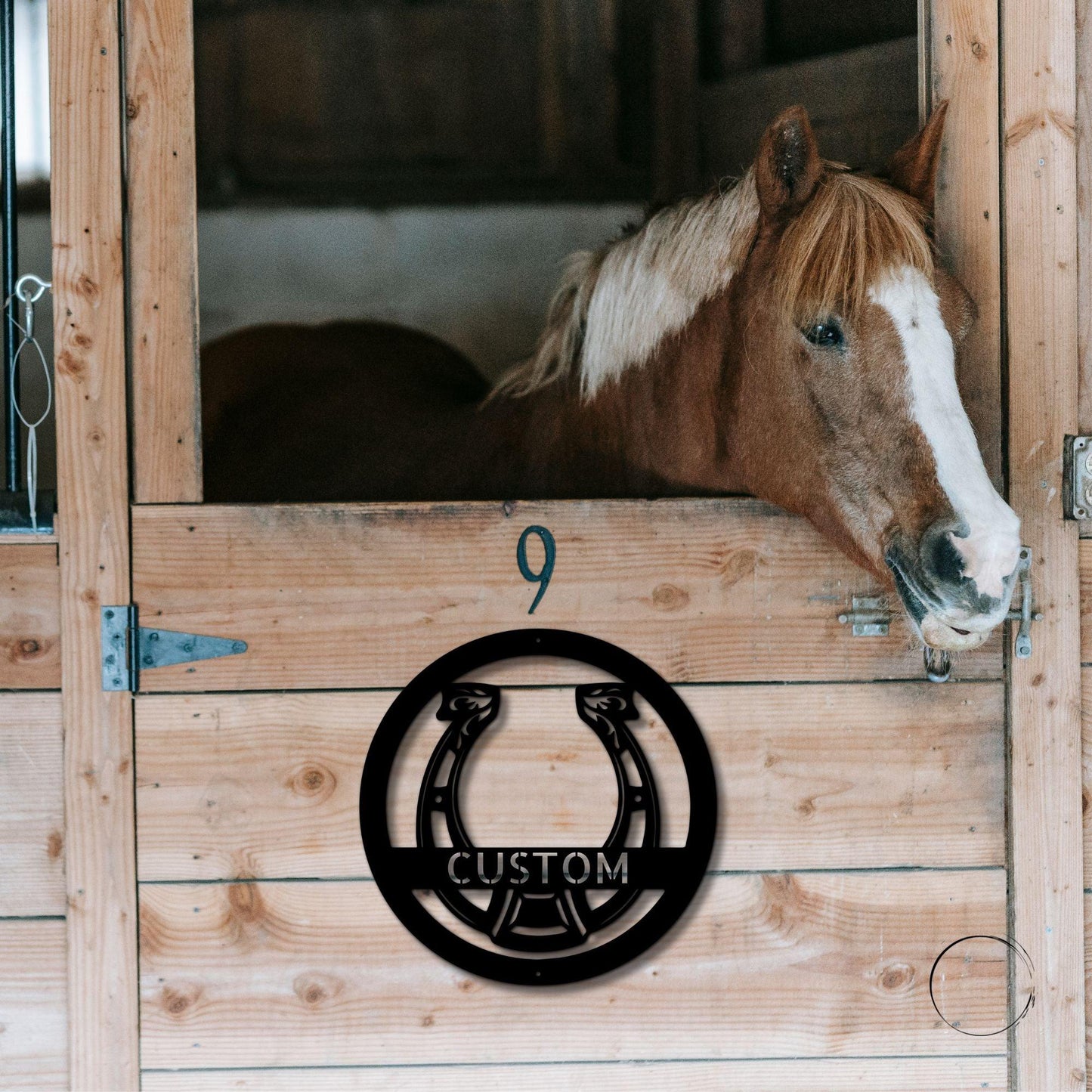 Horseshoe Monogram Personalized Indoor Outdoor Steel Wall Sign Art - Mallard Moon Gift Shop