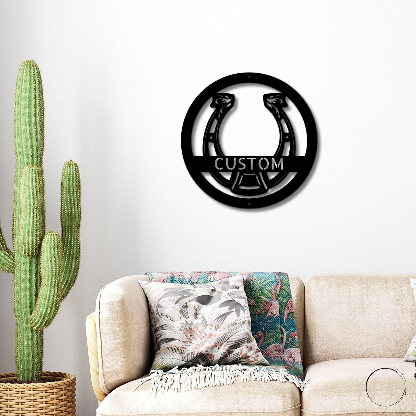 Horseshoe Monogram Personalized Indoor Outdoor Steel Wall Sign Art - Mallard Moon Gift Shop