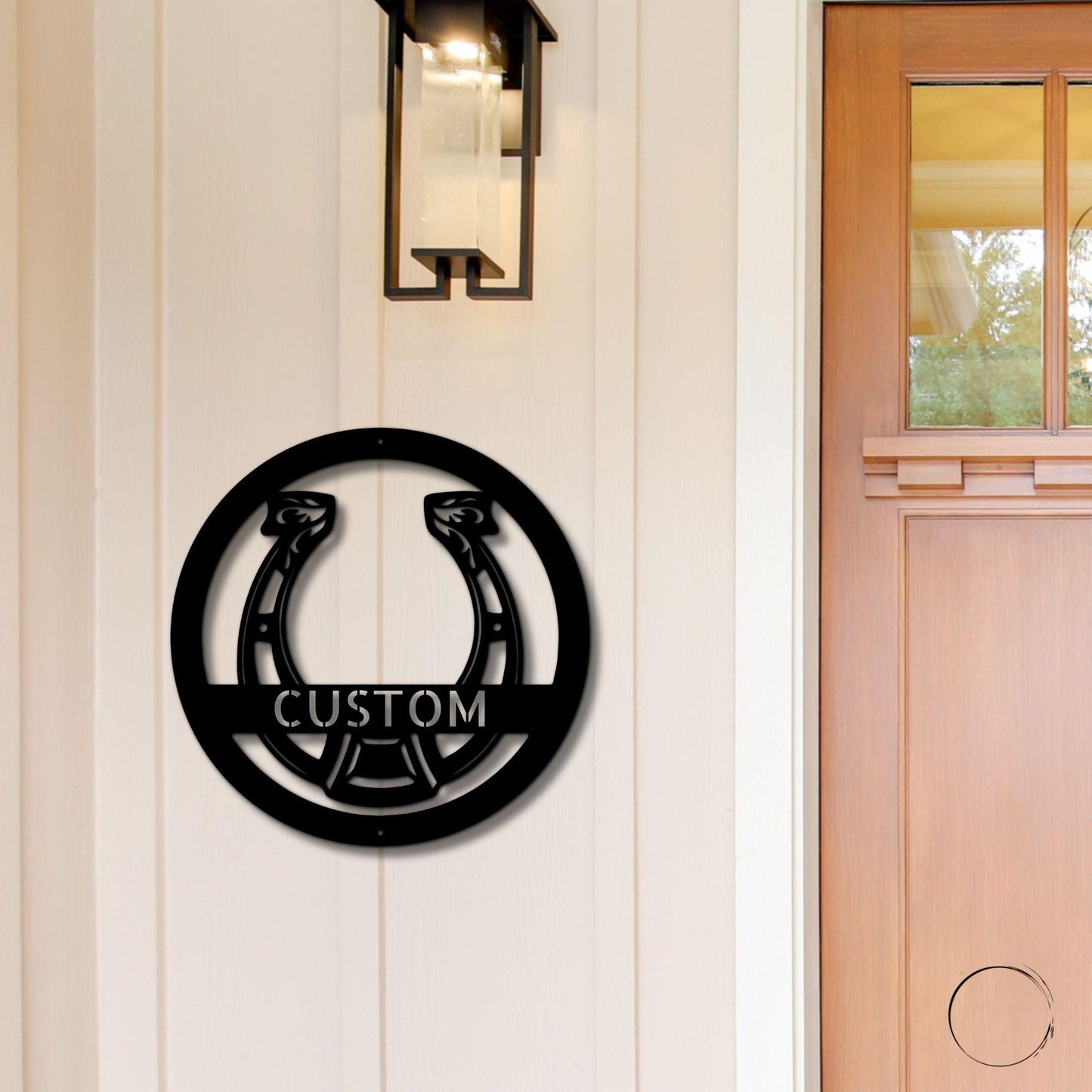 Horseshoe Monogram Personalized Indoor Outdoor Steel Wall Sign Art - Mallard Moon Gift Shop