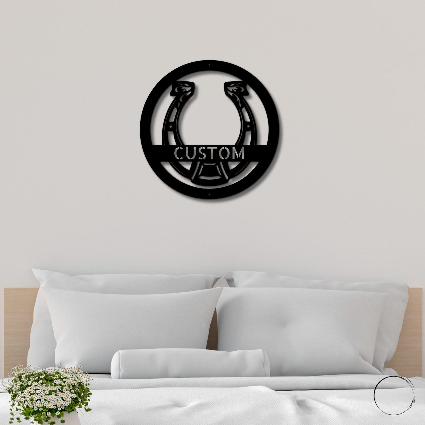 Horseshoe Monogram Personalized Indoor Outdoor Steel Wall Sign Art - Mallard Moon Gift Shop