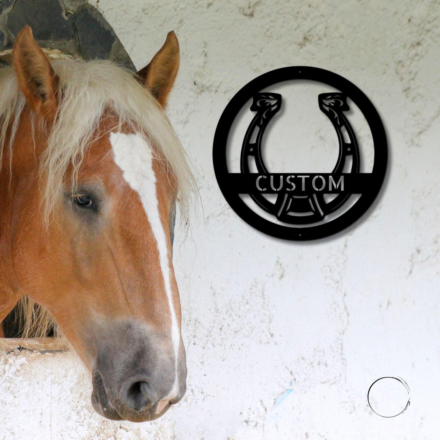 Horseshoe Monogram Personalized Indoor Outdoor Steel Wall Sign Art - Mallard Moon Gift Shop