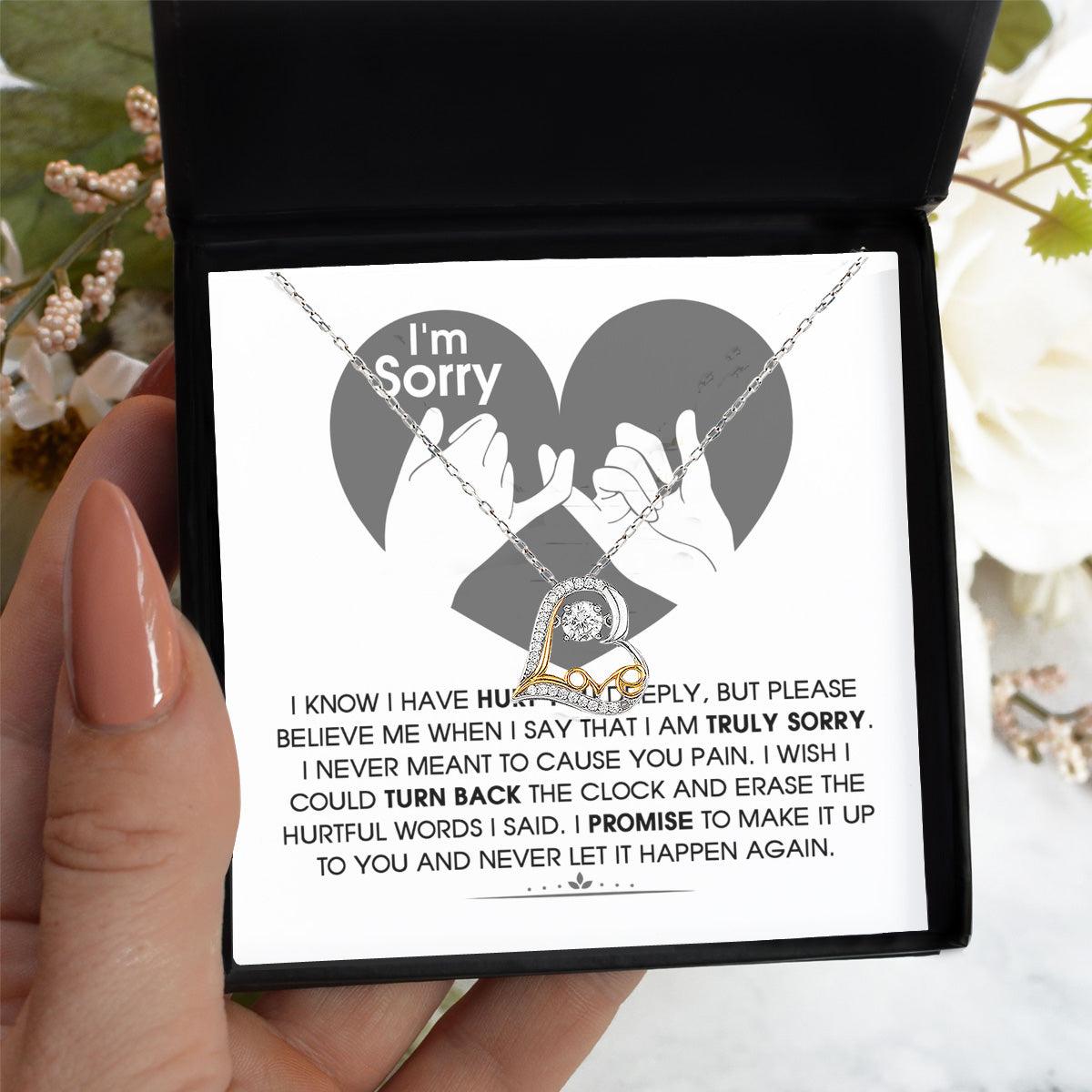 Apology Gift for Girlfriend, Wife, Soulmate - Sorry, Hurtful Words - Love Dancing Heart Pendant Necklace - Mallard Moon Gift Shop