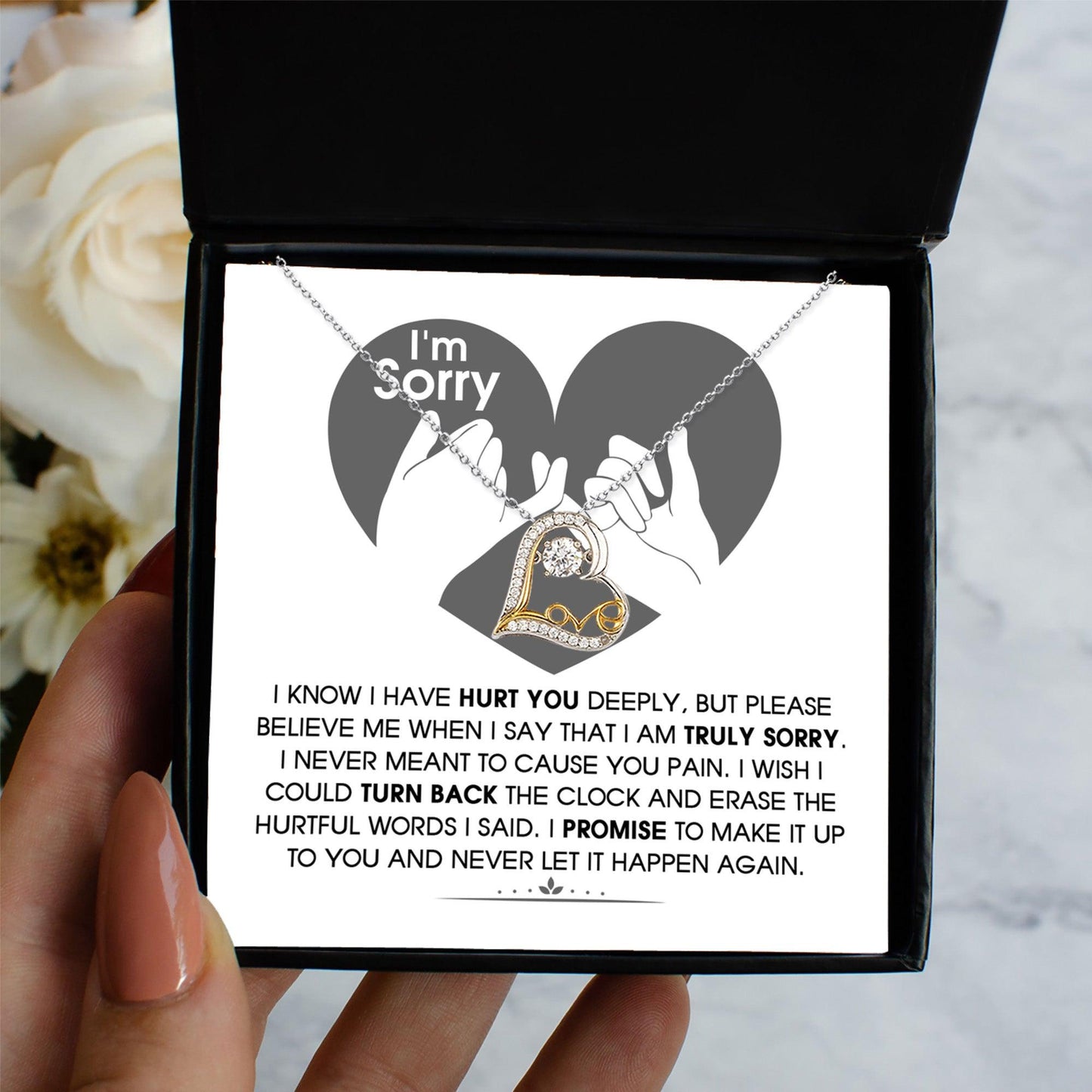 Apology Gift for Girlfriend, Wife, Soulmate - Sorry, Hurtful Words - Love Dancing Heart Pendant Necklace - Mallard Moon Gift Shop