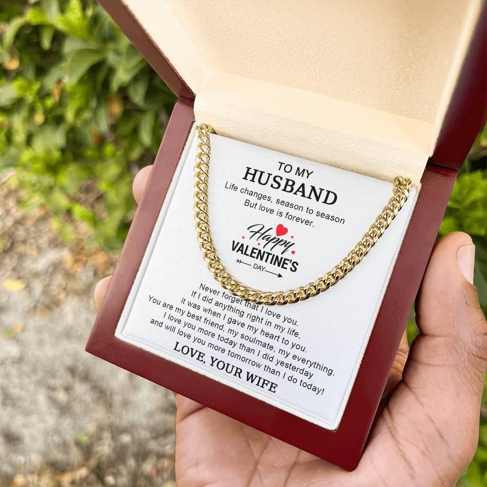 Husband Valentine Gift You are my Best Friend, My Soulmate, My Everything Cuban Chain Link Necklace - Mallard Moon Gift Shop