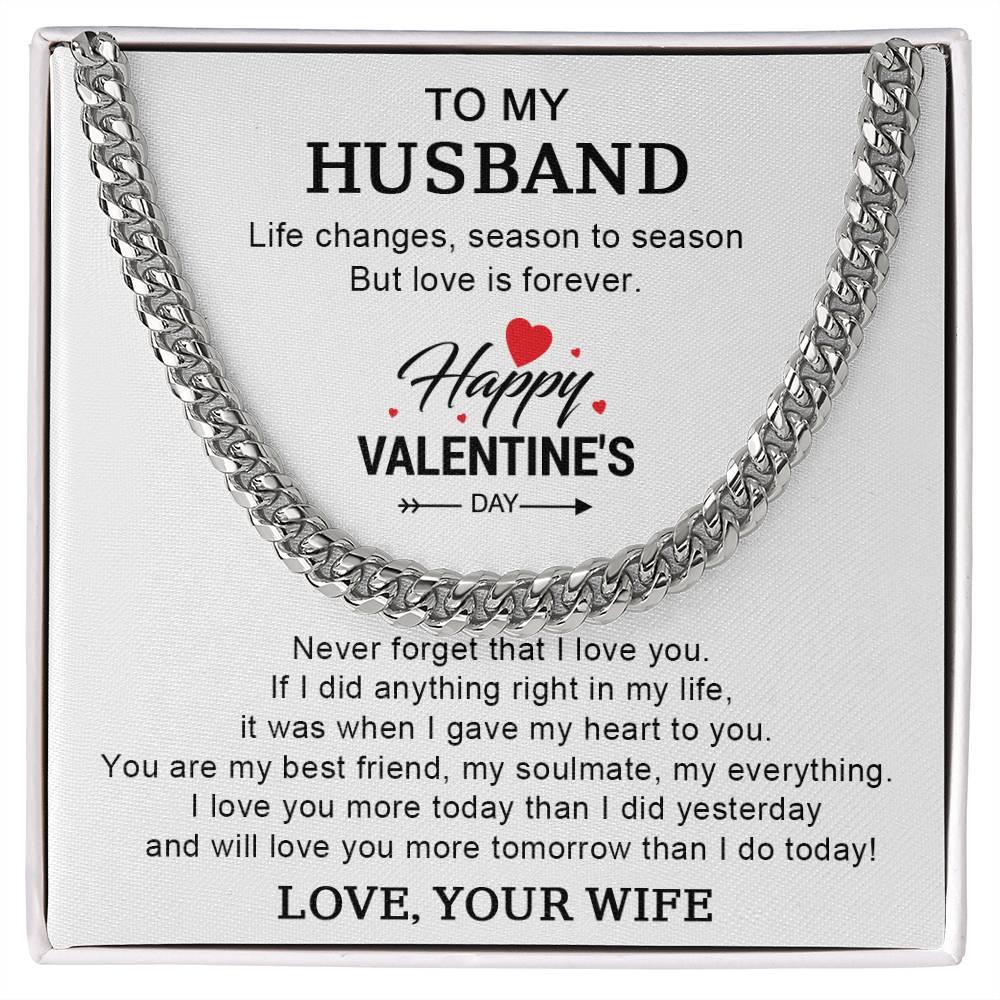 Husband Valentine Gift You are my Best Friend, My Soulmate, My Everything Cuban Chain Link Necklace - Mallard Moon Gift Shop
