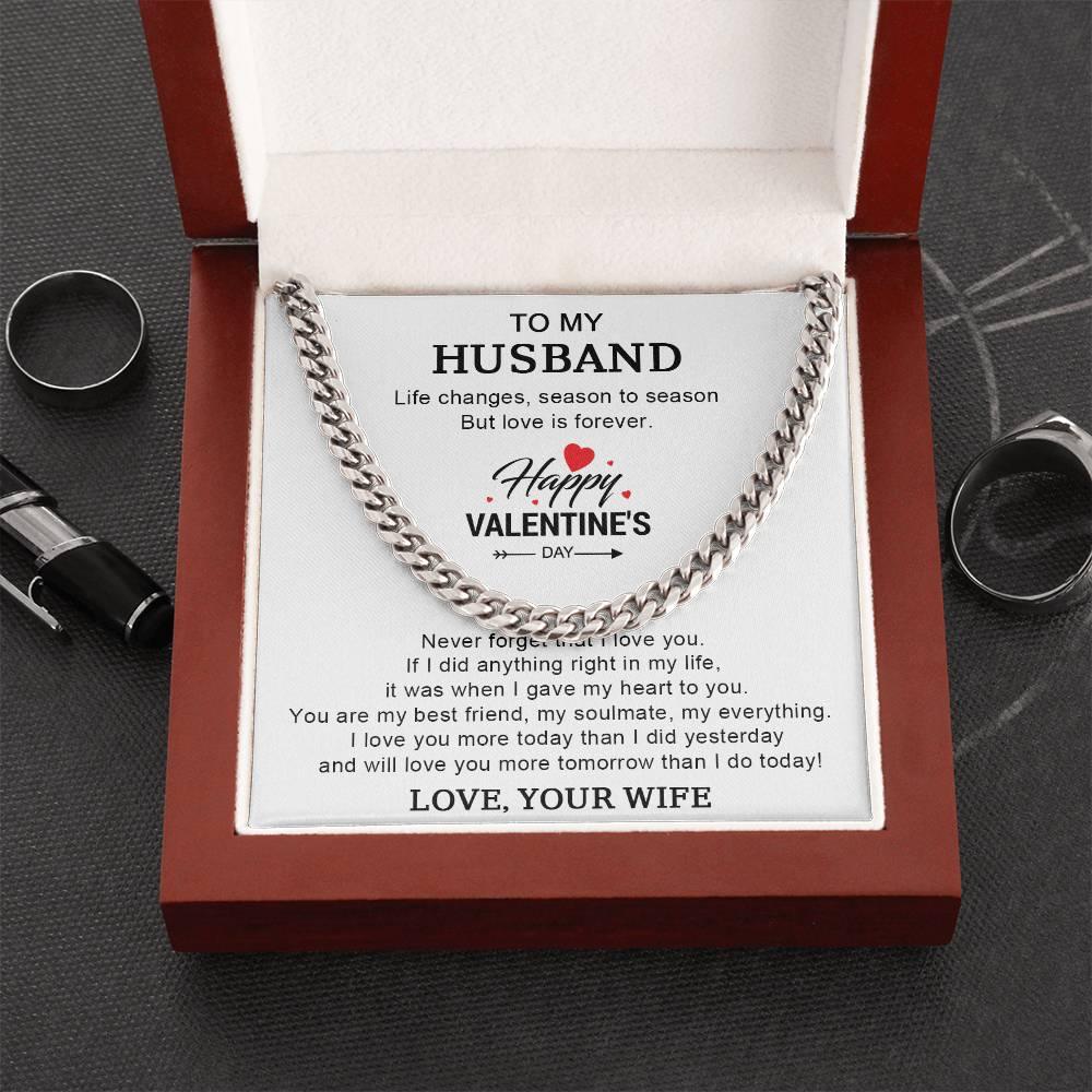 Husband Valentine Gift You are my Best Friend, My Soulmate, My Everything Cuban Chain Link Necklace - Mallard Moon Gift Shop