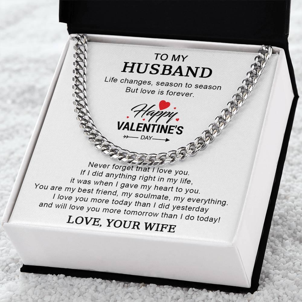 Husband Valentine Gift You are my Best Friend, My Soulmate, My Everything Cuban Chain Link Necklace - Mallard Moon Gift Shop