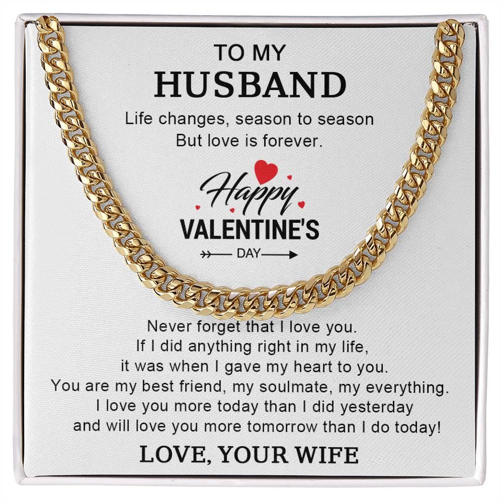 Husband Valentine Gift You are my Best Friend, My Soulmate, My Everything Cuban Chain Link Necklace - Mallard Moon Gift Shop