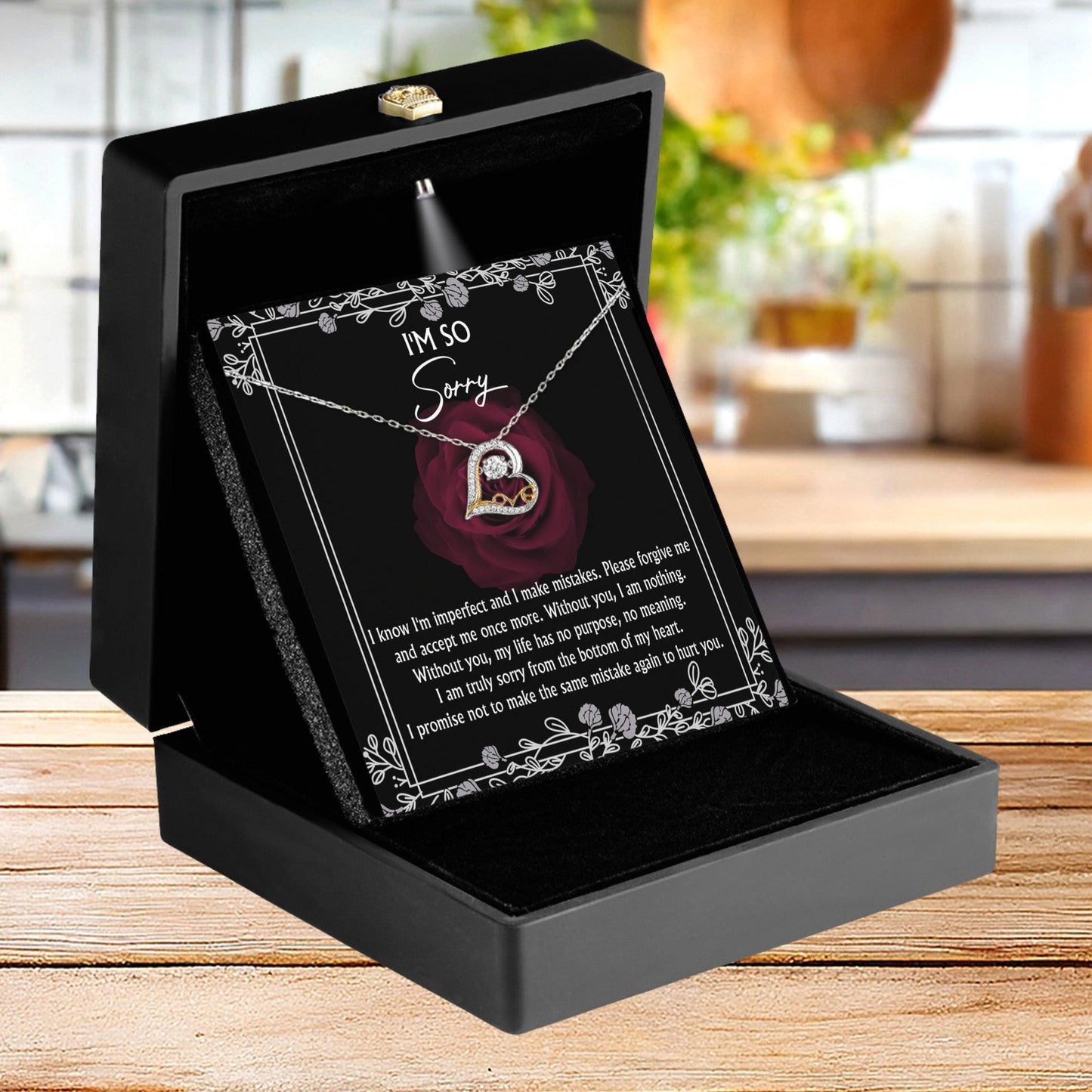 Apology Gift for Girlfriend, Wife, Soulmate - Sorry, I Am Nothing - Love Dancing Heart Pendant Necklace - Mallard Moon Gift Shop