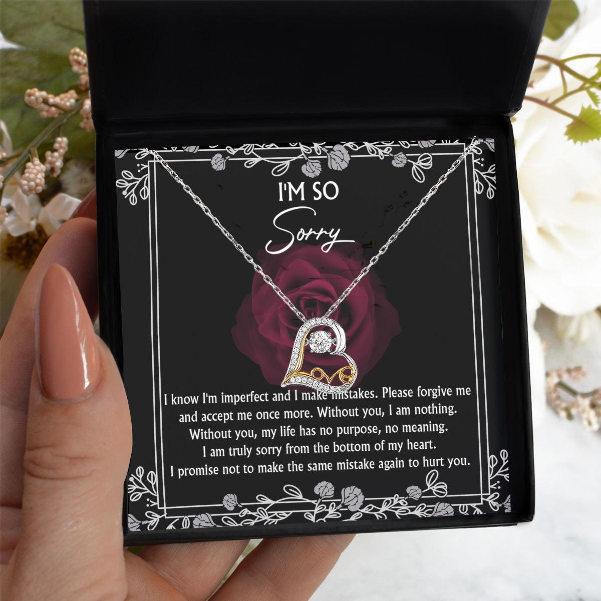Apology Gift for Girlfriend, Wife, Soulmate - Sorry, I Am Nothing - Love Dancing Heart Pendant Necklace - Mallard Moon Gift Shop