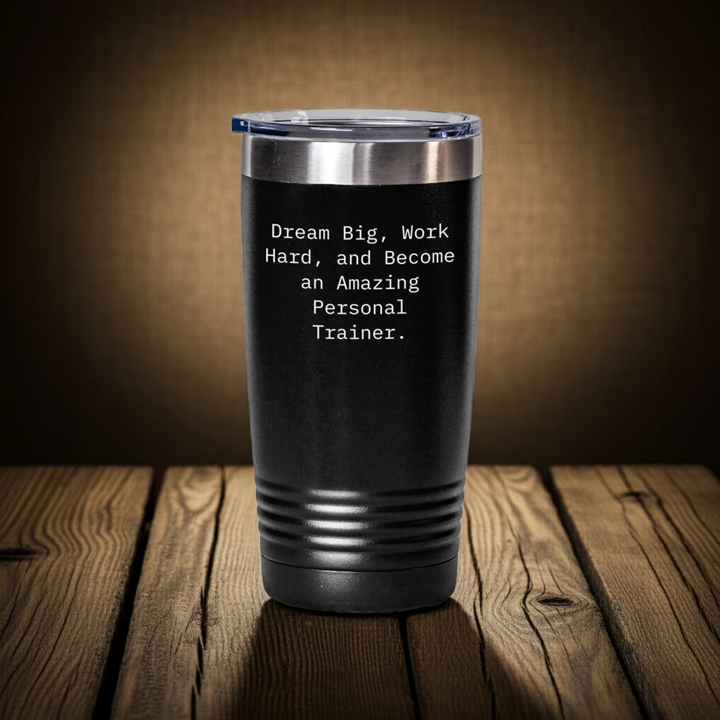 Inspirational Personal Trainer Gifts from Friends, Gifts for Personal Trainers on Birthday, 'Dream Big, Work Hard, And Become An Amazing Personal Trainer.' Tumbler - Mallard Moon Gift Shop