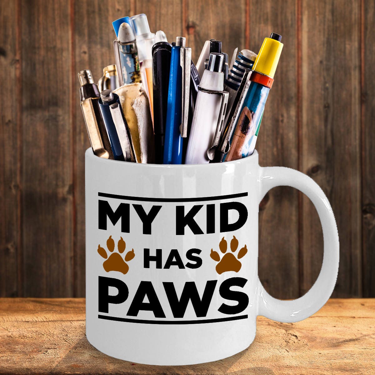 Dog Lover Gift My Kid Has Paws White Ceramic Coffee Mug - Mallard Moon Gift Shop