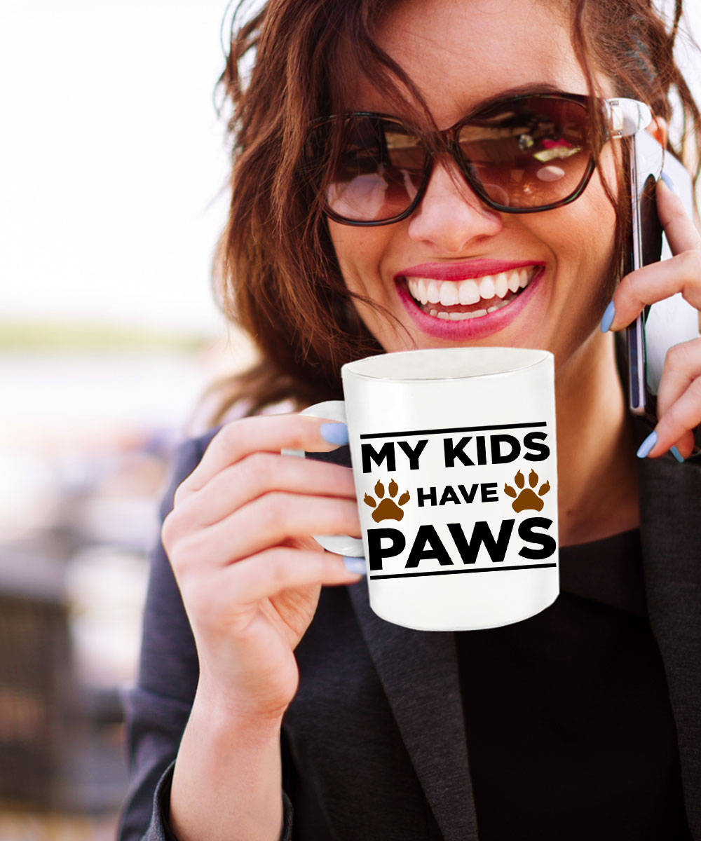 Dog Lover Gift My Kids Have Paws White Ceramic Mug - Mallard Moon Gift Shop