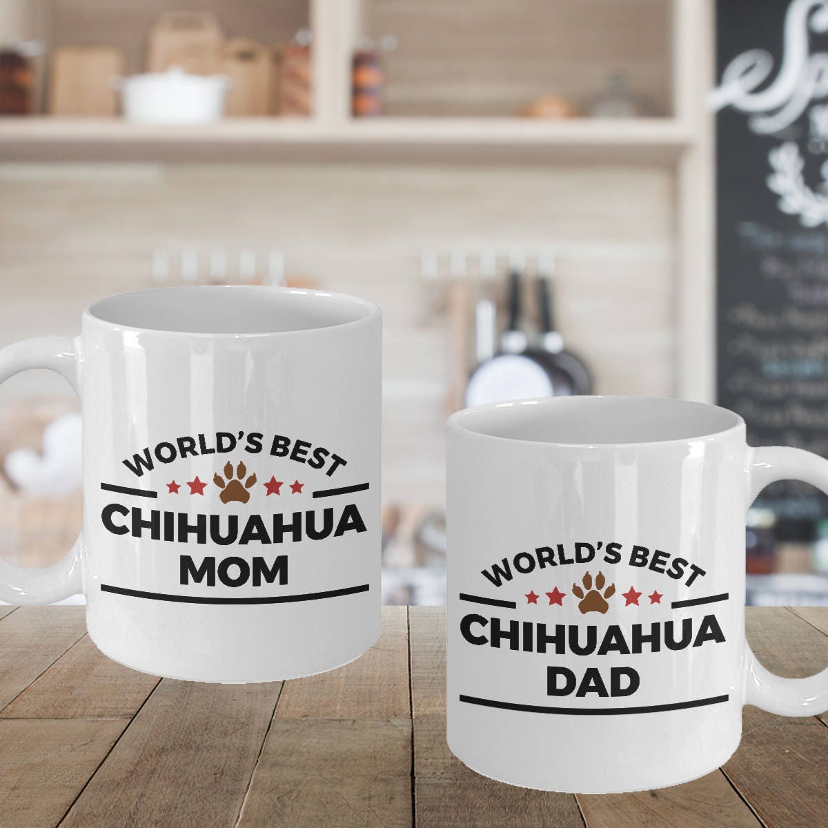 Chihuahua Dog Mom and Dad Couples Mug Set of 2 - Mallard Moon Gift Shop