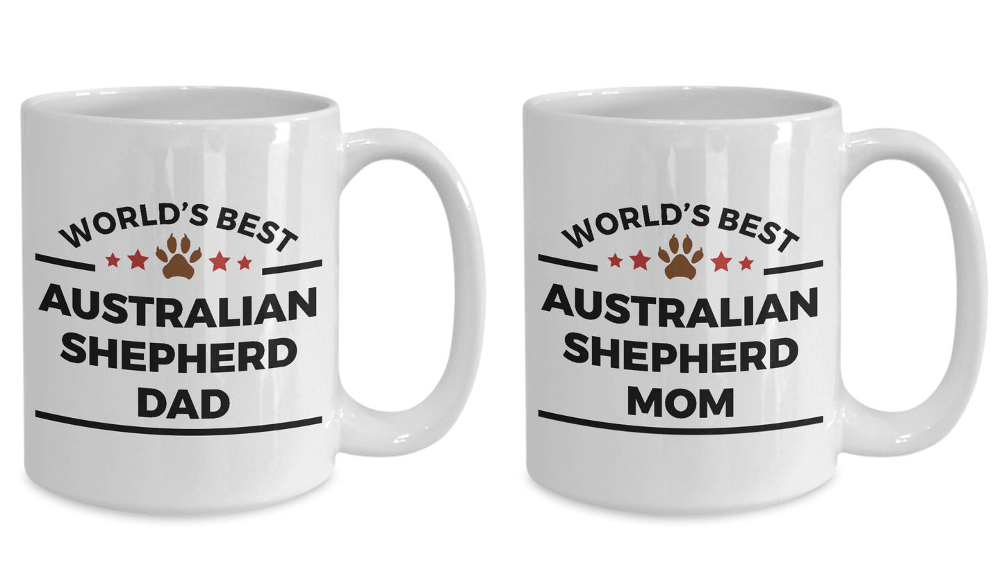 Australian Shepherd Dog Dad and Mom - Couples - Set of 2 Coffee Mug - Mallard Moon Gift Shop