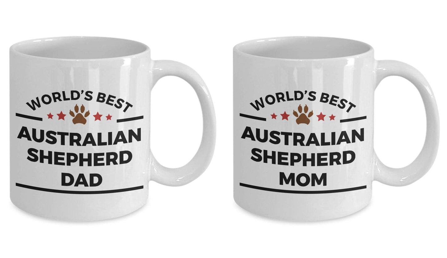Australian Shepherd Dog Dad and Mom - Couples - Set of 2 Coffee Mug - Mallard Moon Gift Shop