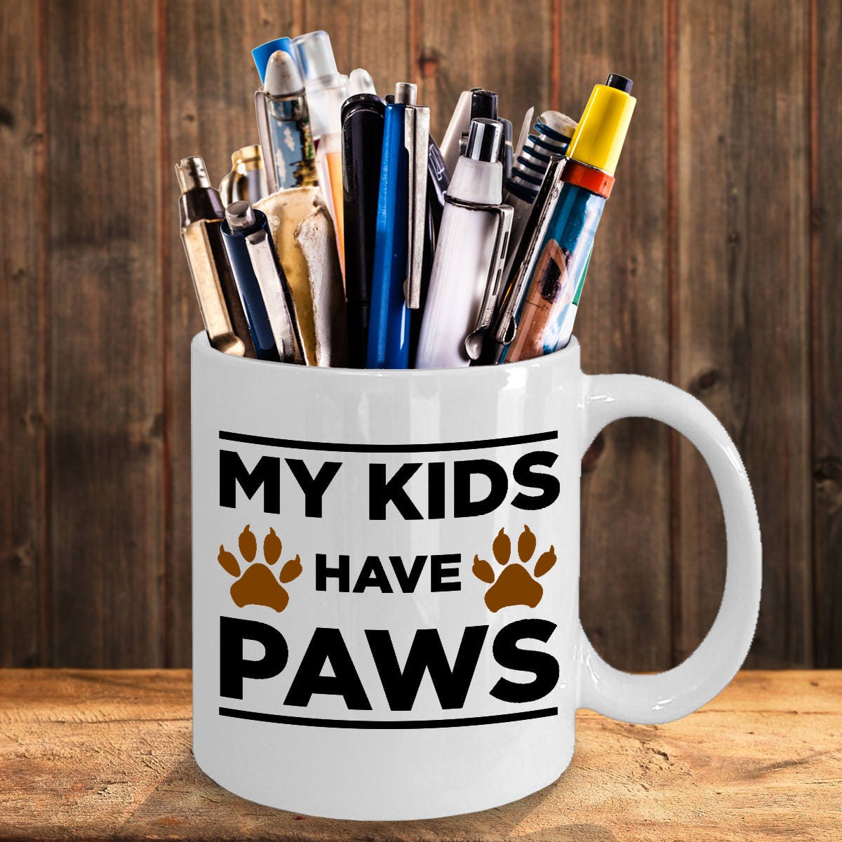 Dog Lover Gift My Kids Have Paws White Ceramic Mug - Mallard Moon Gift Shop