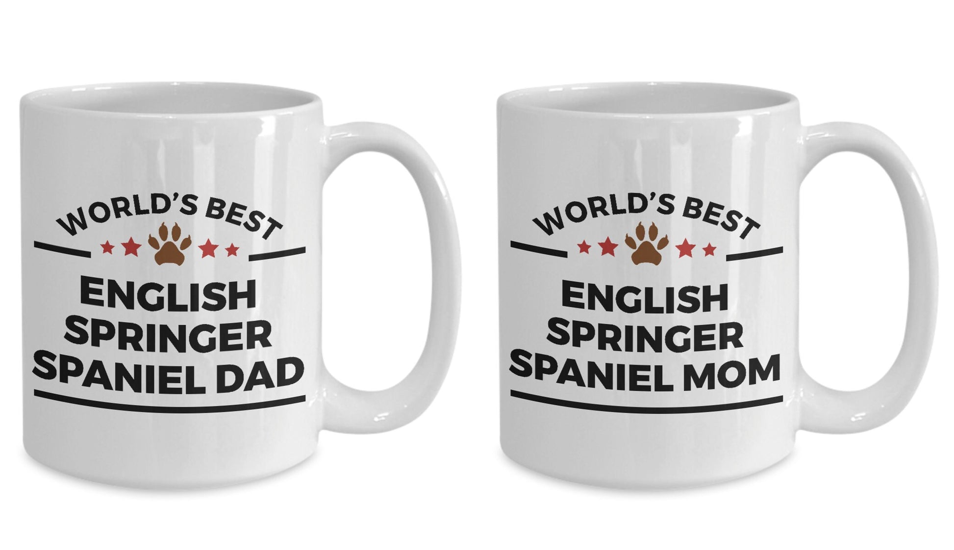 English Springer Spaniel Dog Dad and Mom Coffee Mug Set of 2 - Mallard Moon Gift Shop