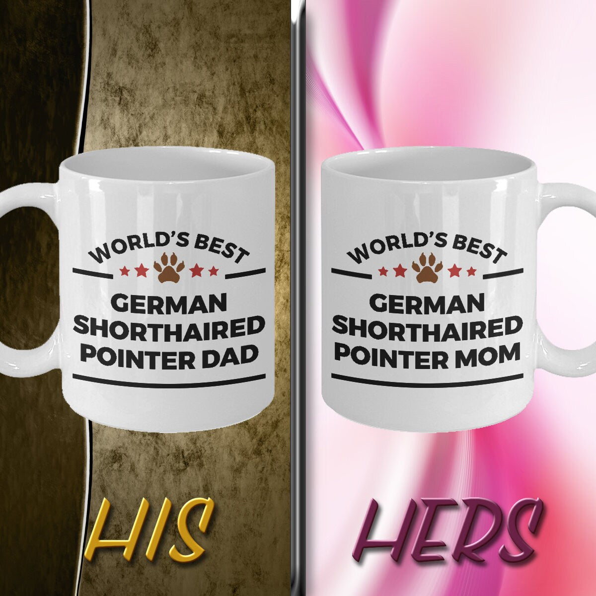 German Shorthaired Pointer Dog Dad and Mom Mug - Set of 2 - His and Hers - Mallard Moon Gift Shop