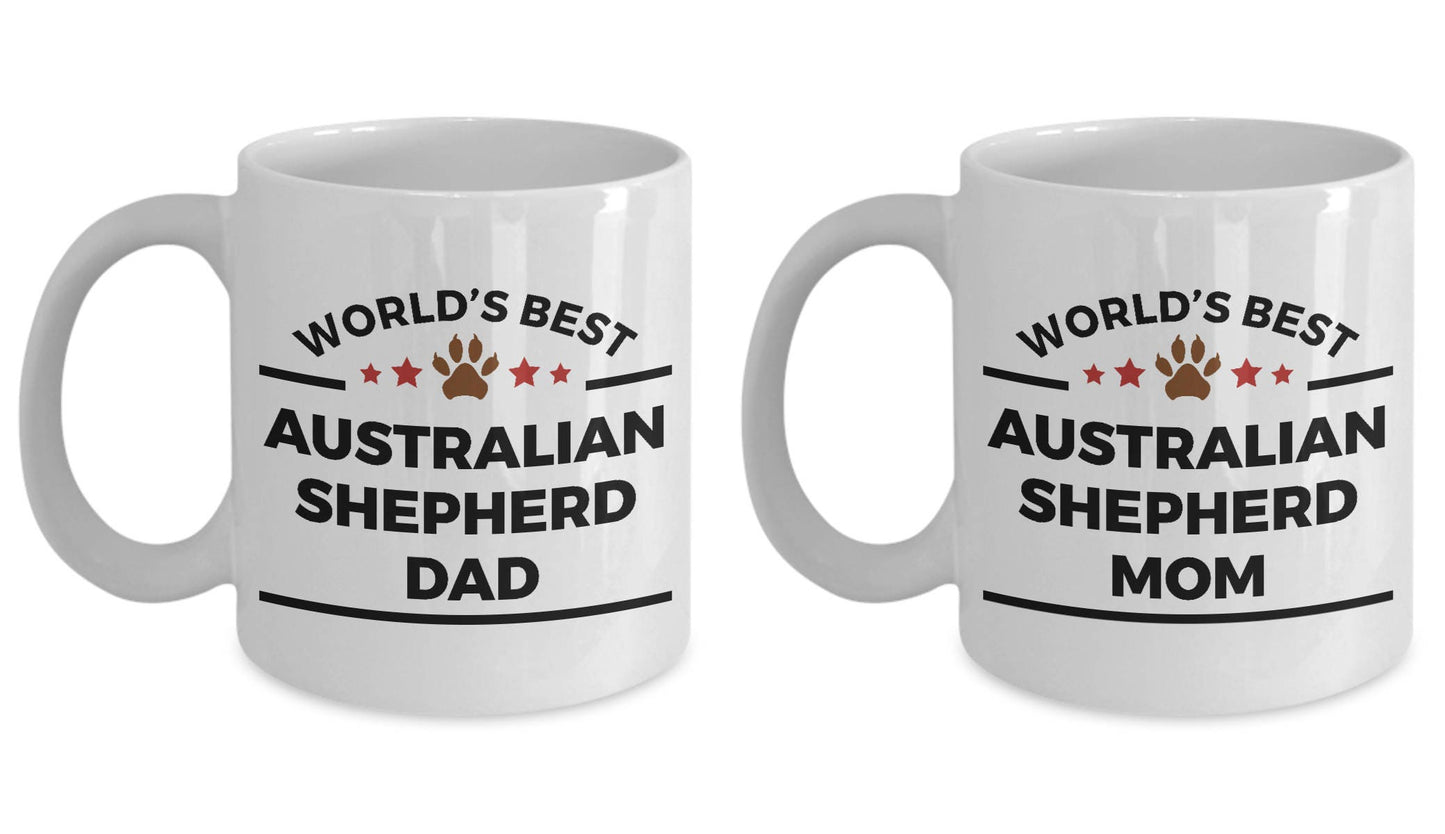Australian Shepherd Dog Dad and Mom - Couples - Set of 2 Coffee Mug - Mallard Moon Gift Shop