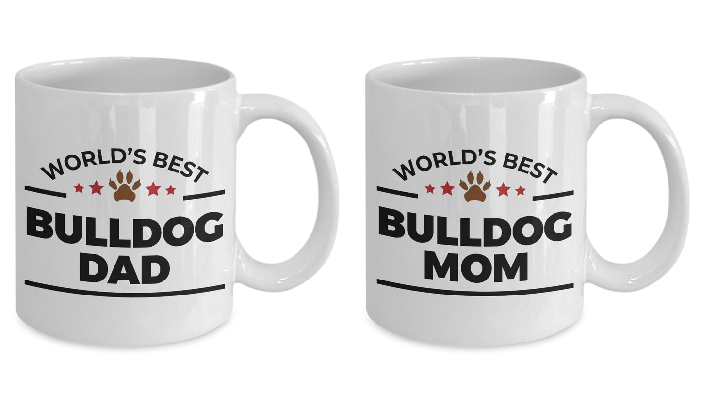 Bulldog Dog Dad and Mom Couple Mug - Set of 2 -His and Hers - Mallard Moon Gift Shop