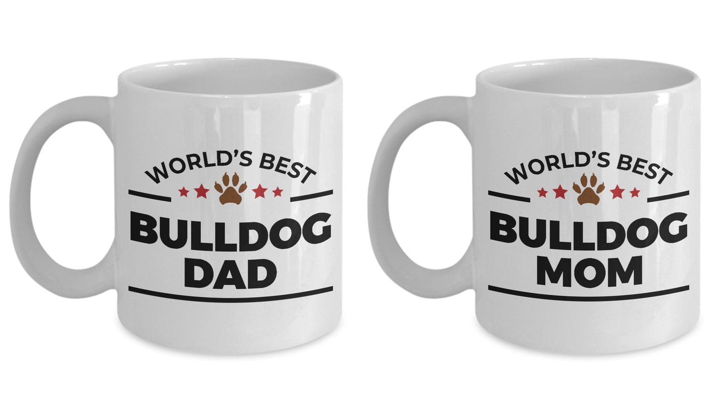 Bulldog Dog Dad and Mom Couple Mug - Set of 2 -His and Hers - Mallard Moon Gift Shop