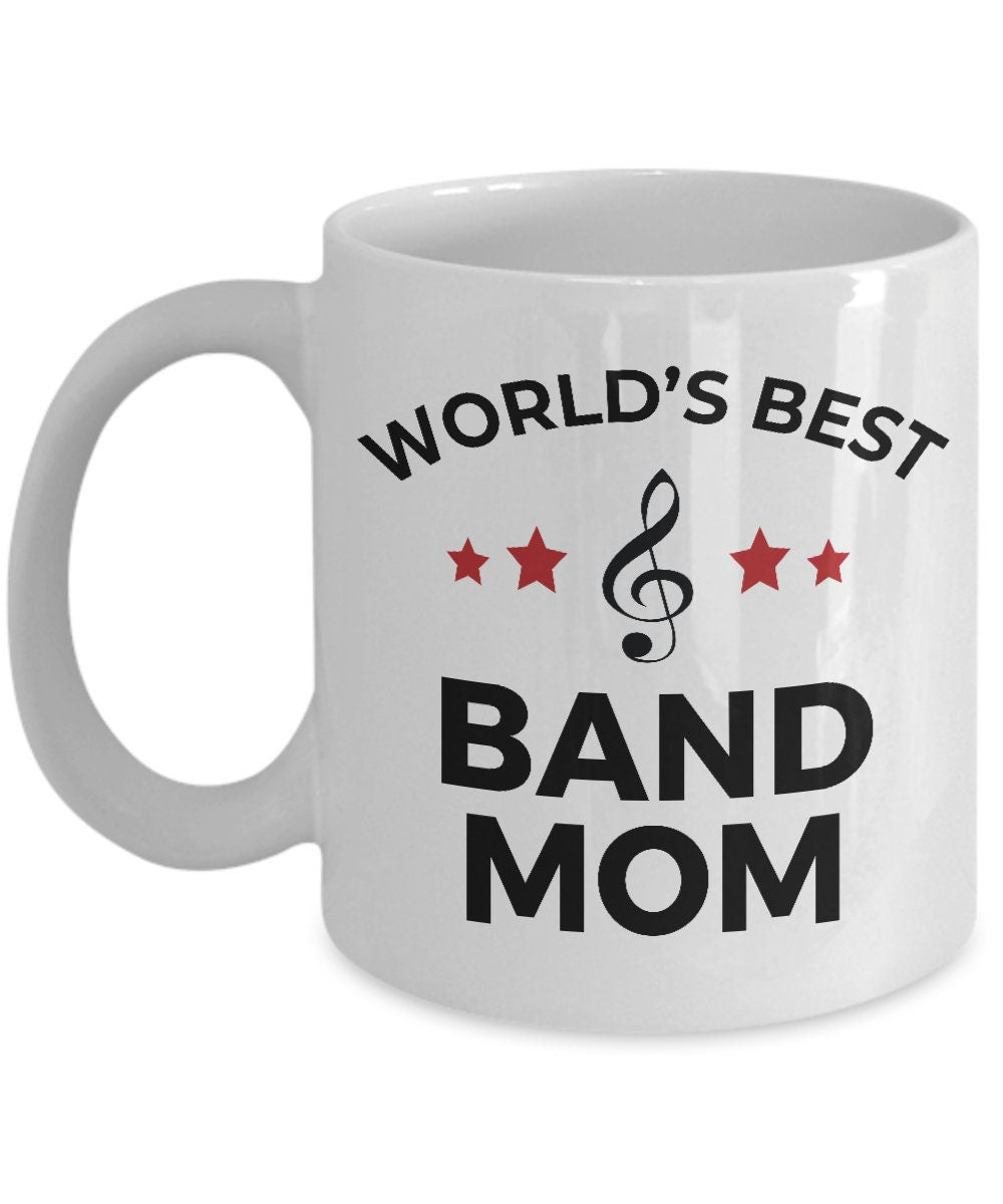 Best Band Mom Ceramic Coffee Mug Personalized white, two-tone black, red, navy, pink - Mallard Moon Gift Shop