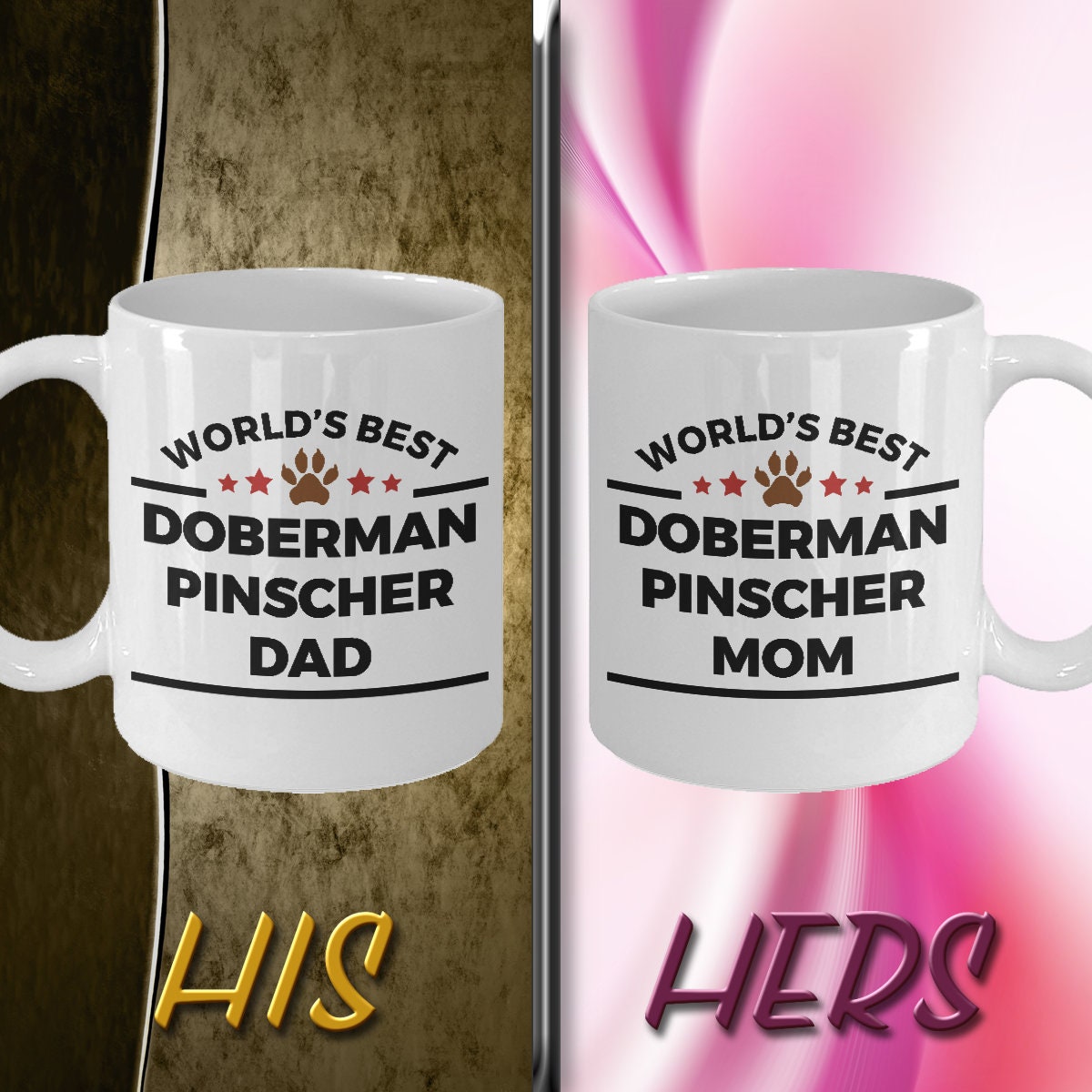 Doberman Pinscher Dog Dad and Mom Coffee Mug Set of 2 - Mallard Moon Gift Shop