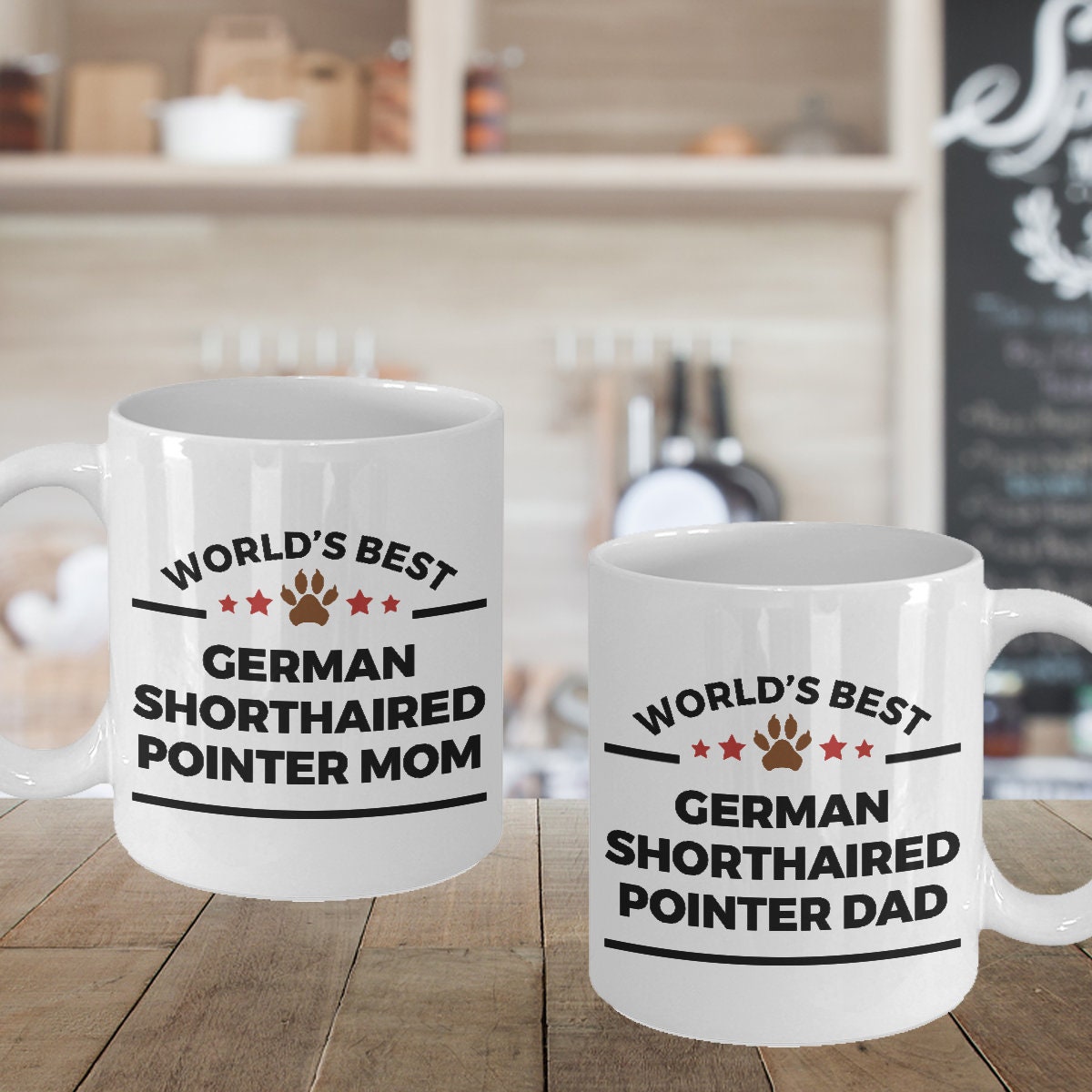 German Shorthaired Pointer Dog Dad and Mom Mug - Set of 2 - His and Hers - Mallard Moon Gift Shop