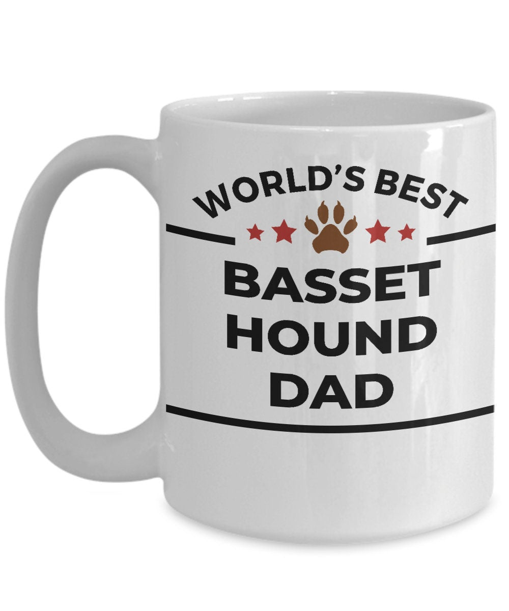Basset Hound World's Best Dog Dad Custom Ceramic Mug - Mallard Moon Gift Shop