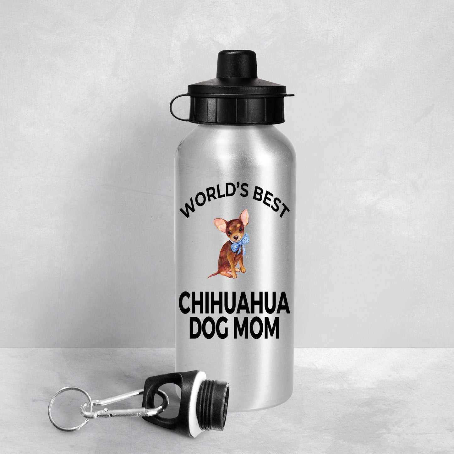 Chihuahua Dog Lover Gift Word's Best Mom Birthday Mother's Day Present Aluminum BPA-free Water Bottle - Mallard Moon Gift Shop