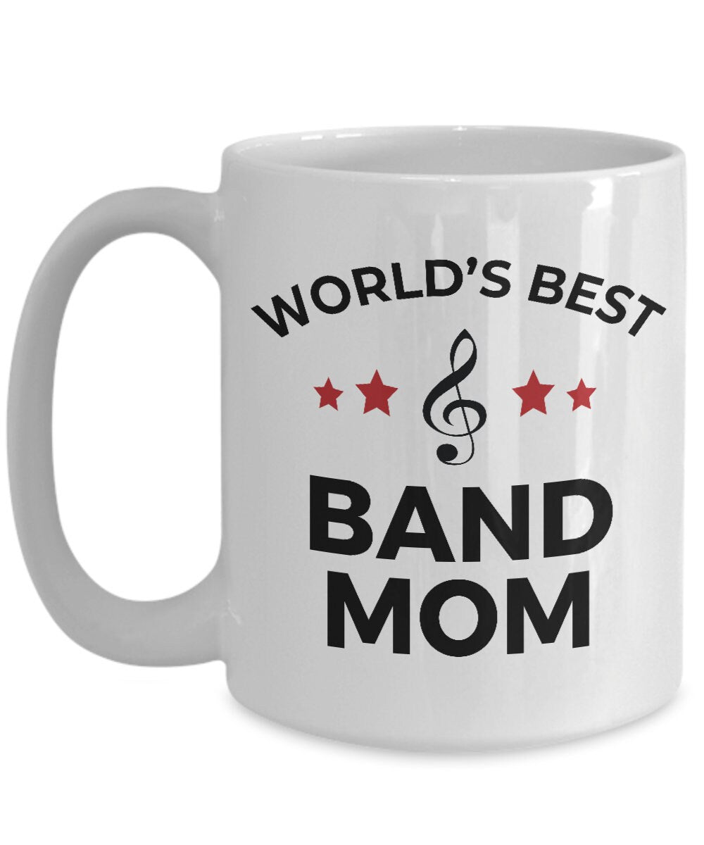 Best Band Mom Ceramic Coffee Mug Personalized white, two-tone black, red, navy, pink - Mallard Moon Gift Shop