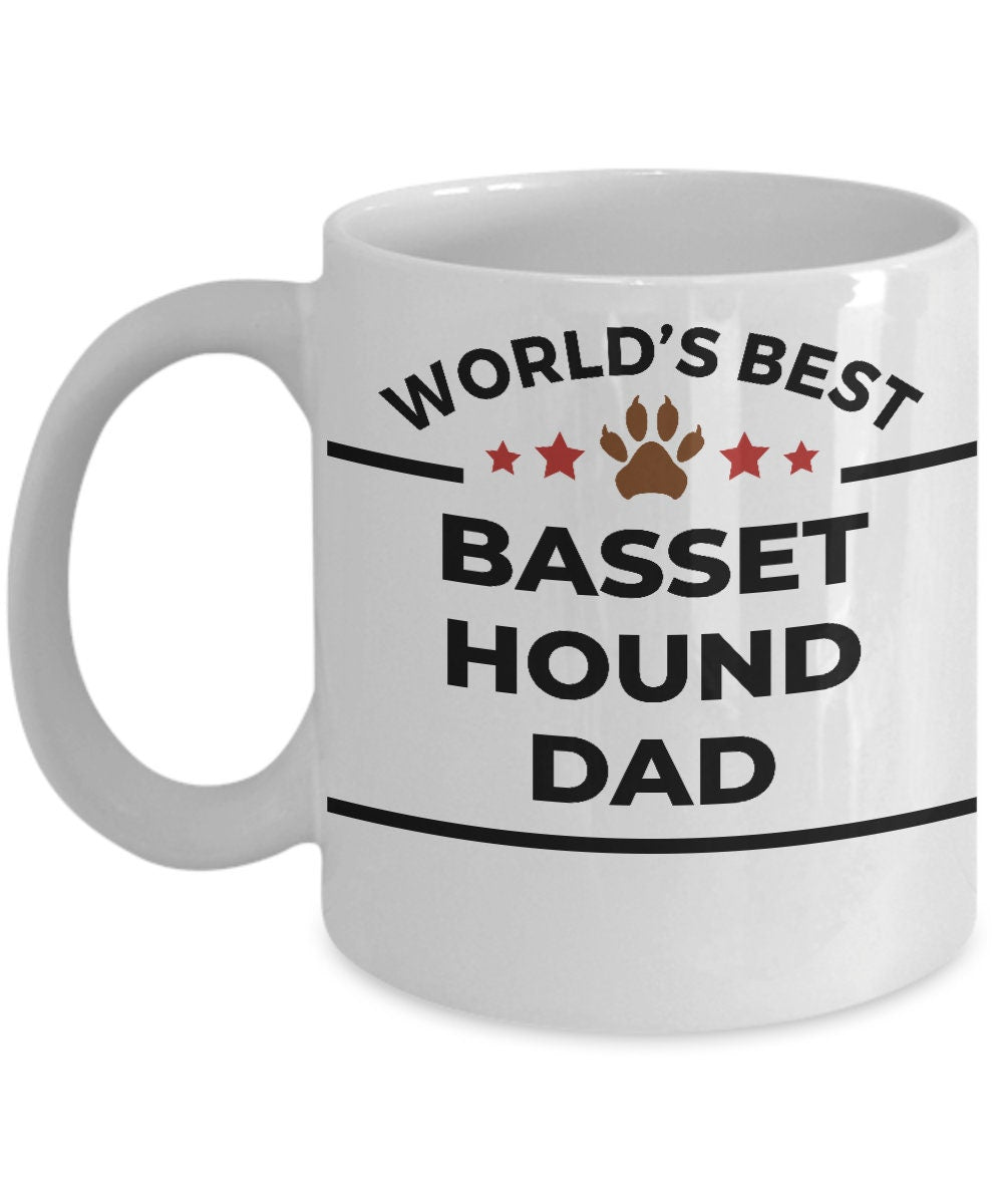 Basset Hound World's Best Dog Dad Custom Ceramic Mug - Mallard Moon Gift Shop