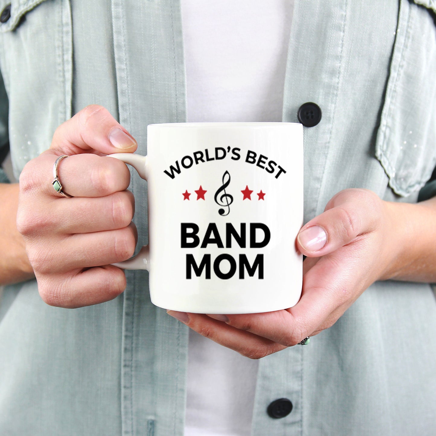 Best Band Mom Ceramic Coffee Mug Personalized white, two-tone black, red, navy, pink - Mallard Moon Gift Shop