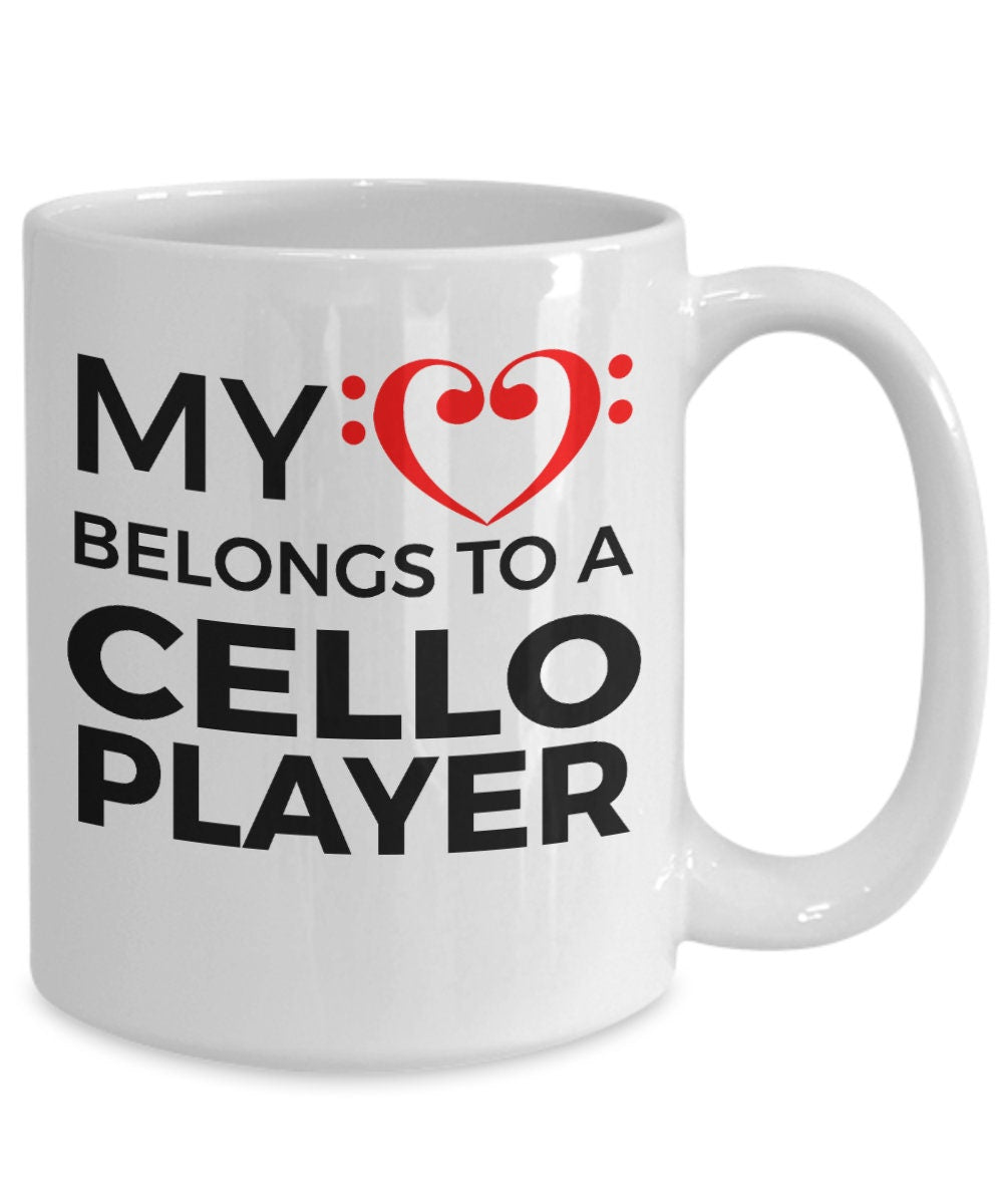 Cello Player Mug - My Heart Belongs To A Cello Player - Mallard Moon Gift Shop