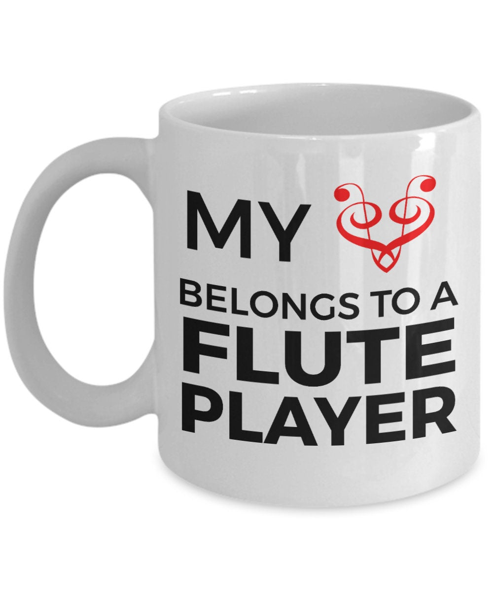 Flute Player Mug - My Heart Belongs To A Flute Player - Mallard Moon Gift Shop