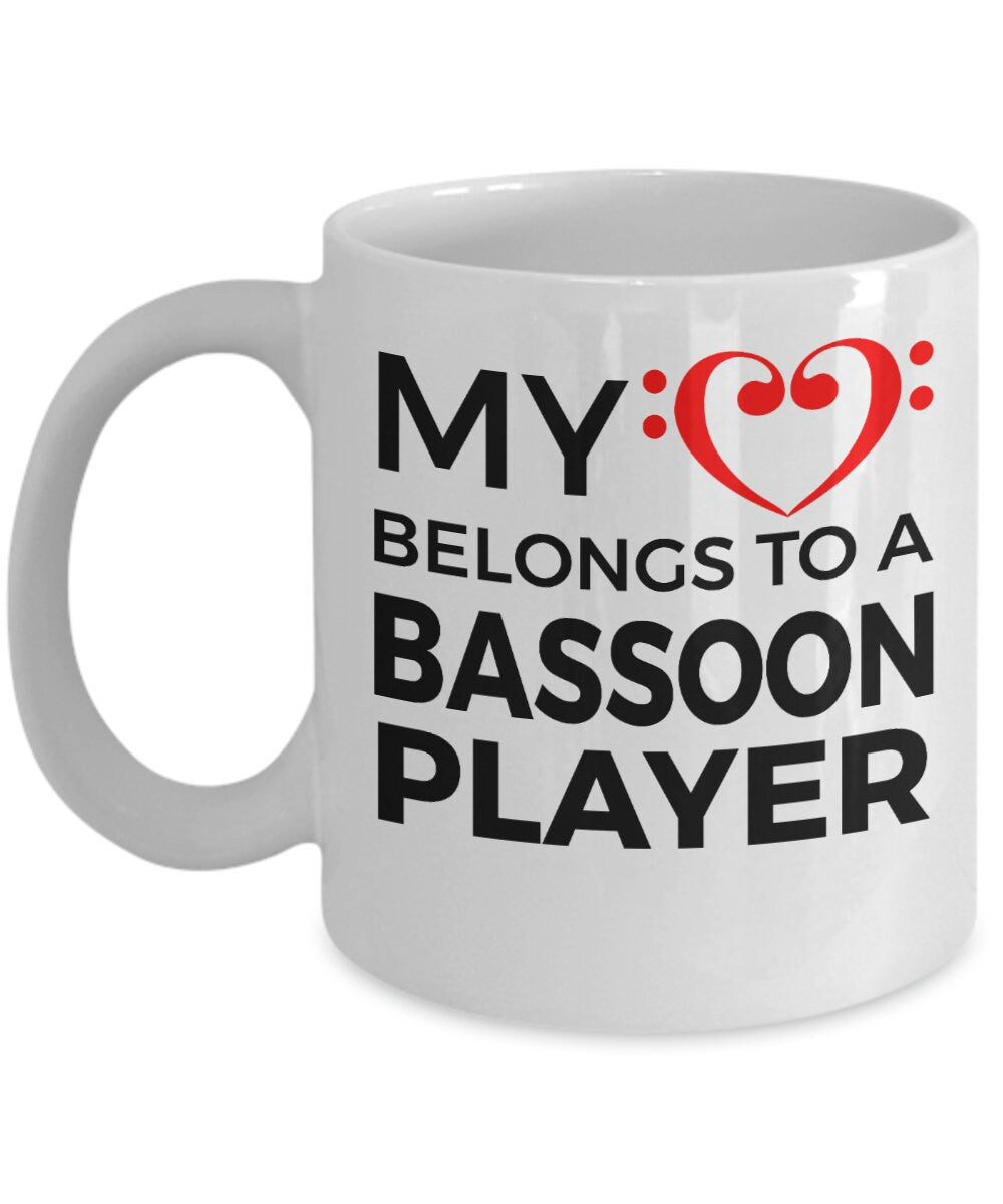 Bassoon Player Mug - My Heart Belongs To A Bassoon Player - Mallard Moon Gift Shop